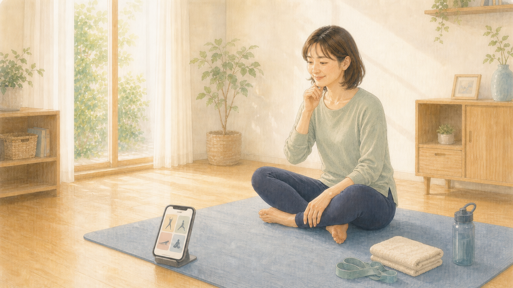 宅トレの選択肢を前に何から始めるか考える子育て中のママ